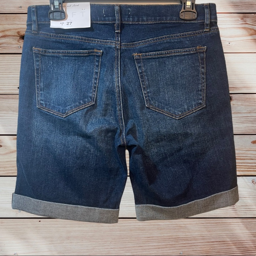LOFT Jean Shorts Dark Wash - Picture 2 of 6